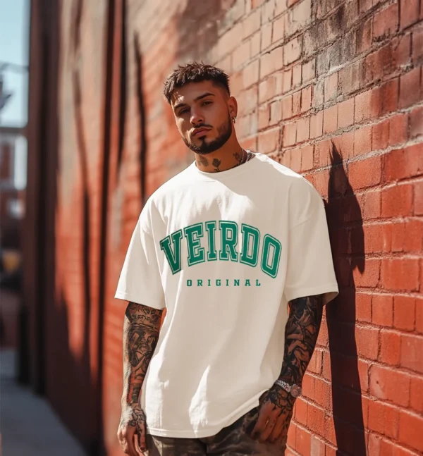 Veirdo Original Swanwhite Oversized Typography Brand Printed Tshirt - Image 3