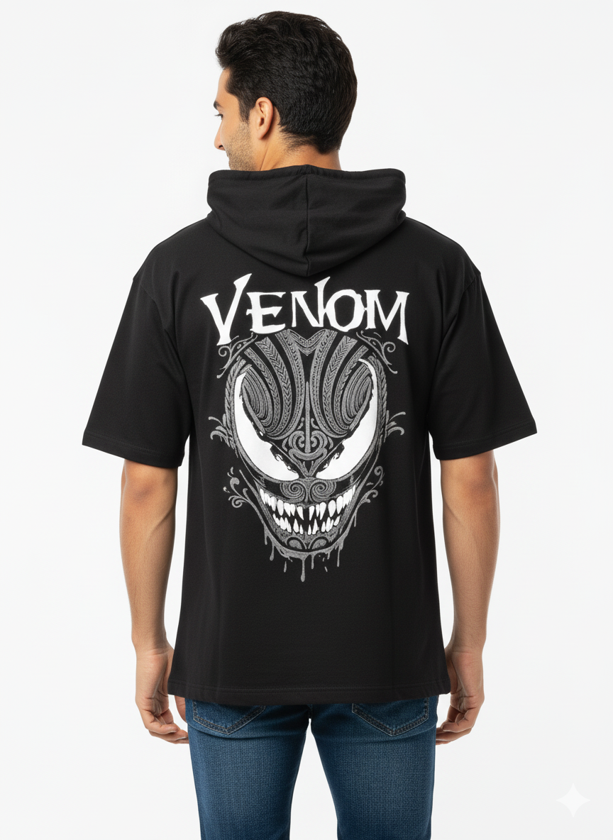 Men’s Black Graphic Hoodie — Venom - Image 2